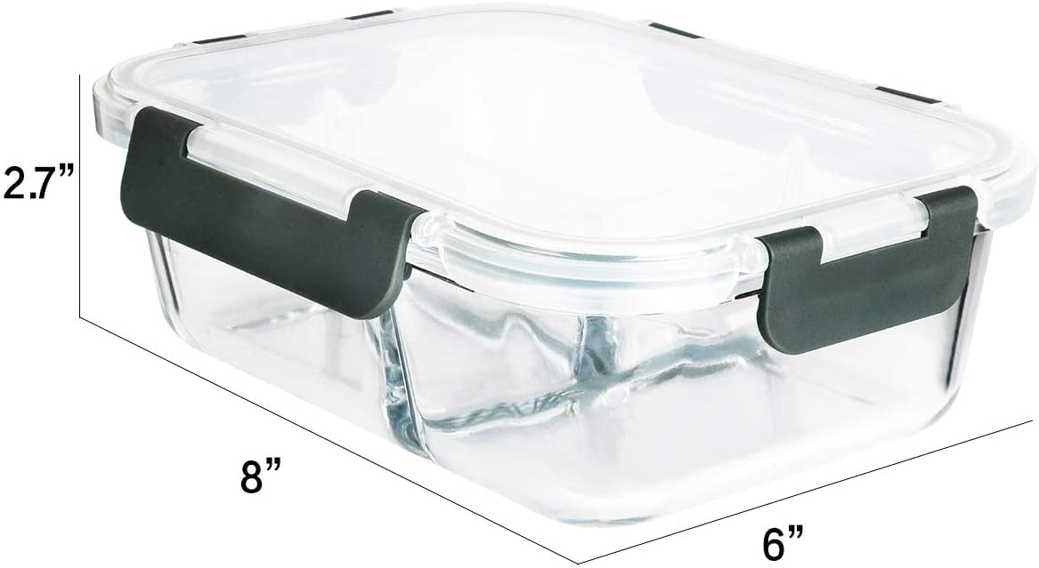 Mcirco Glass Leakproof 3-Compartment Meal Prep Containers, 5-Pack