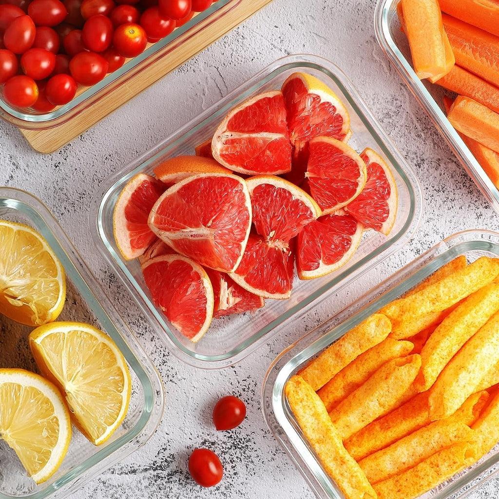 TAIMASI 16 Pcs Glass Food Storage Containers Set, 36oz Large  Glass Meal Prep Containers with Leak Proof Snap Lock Lids, Airtight Bento lunch Boxes, Black