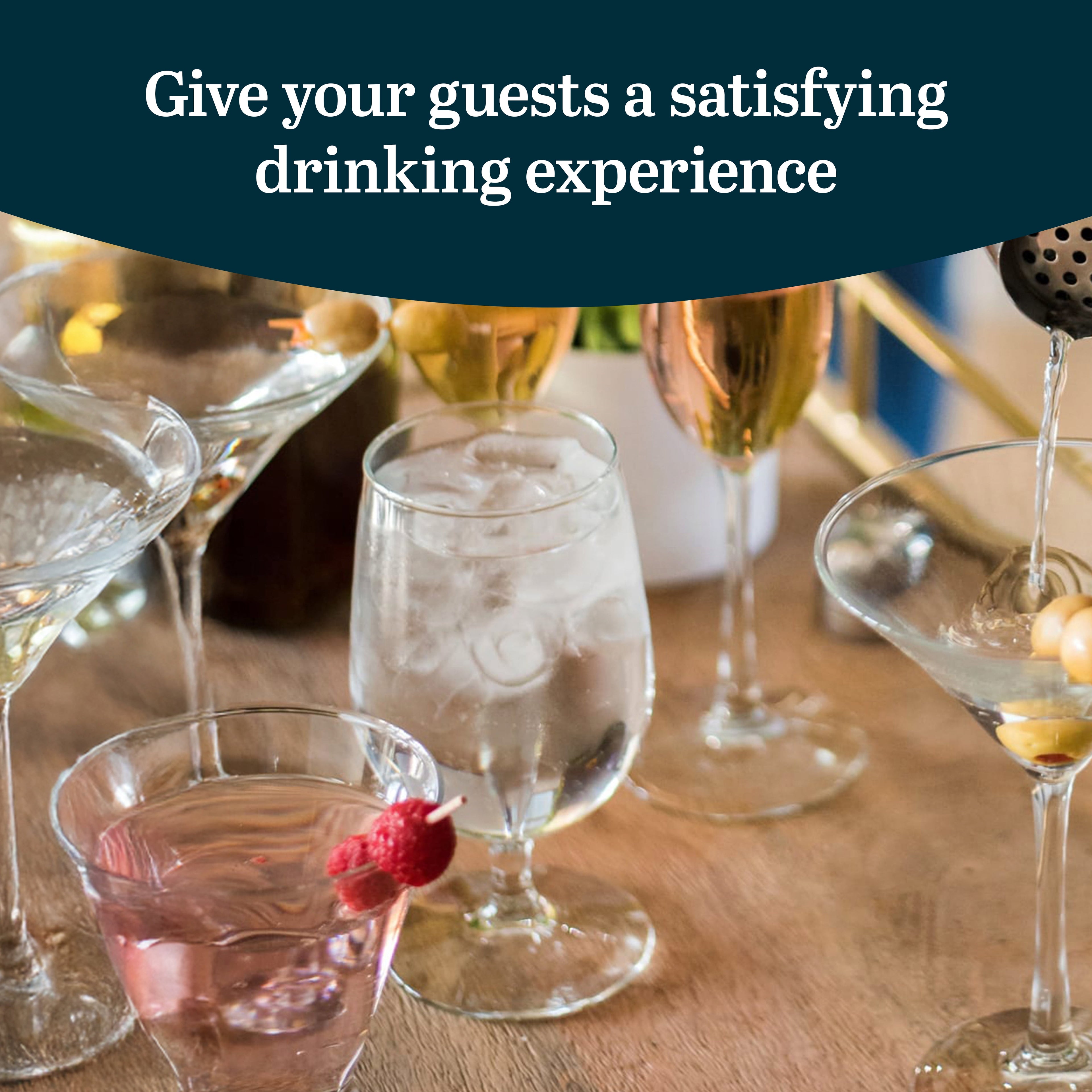 Libbey Entertaining Essentials Stemmed Water Glasses, Clear Multi-Purpose Water Goblet Set of 6, Dishwasher Safe 16 oz Goblet Glasses for Parties