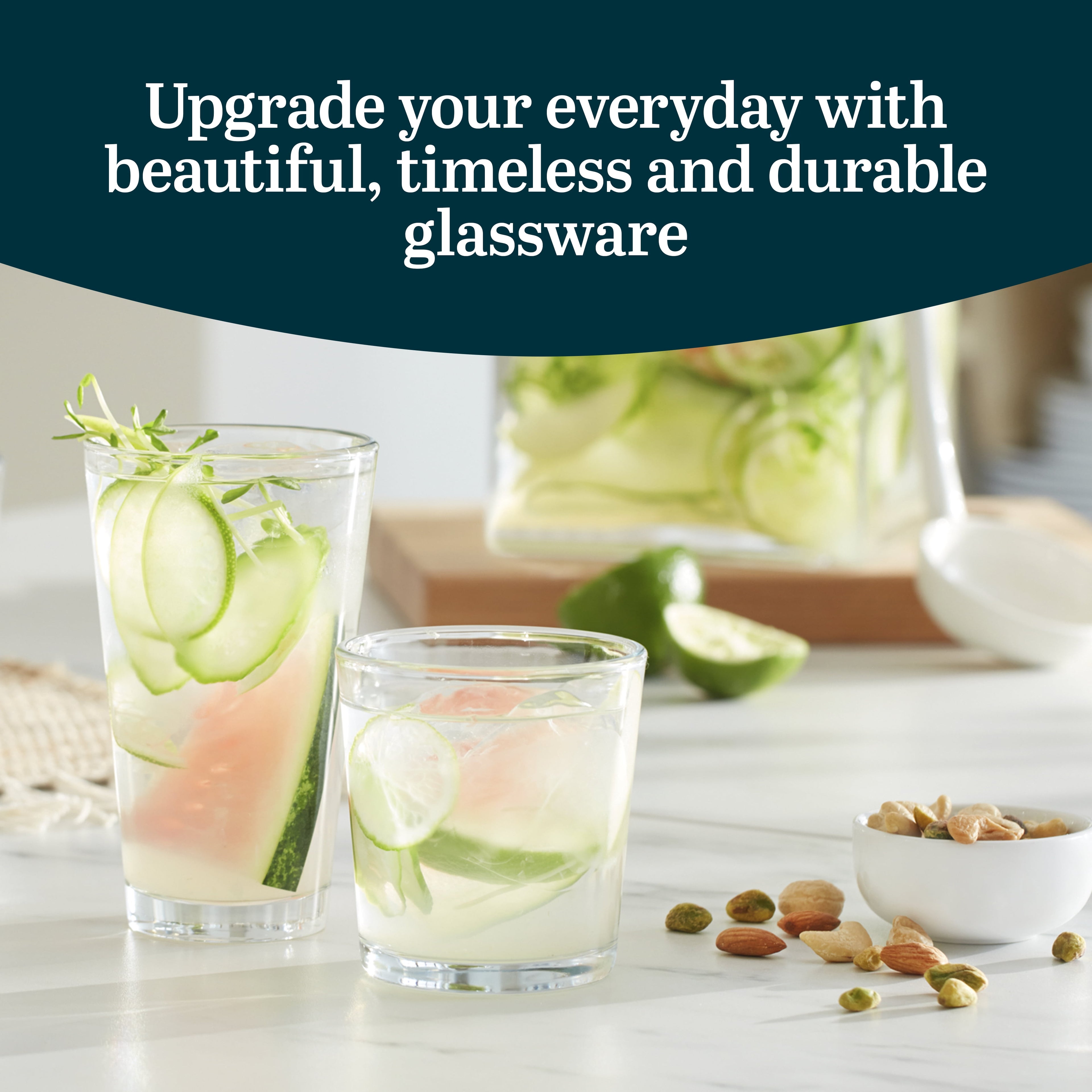 Libbey Preston Tumbler and Rocks Glass Cups Set, All Purpose Everyday Drinking Glasses Set of 16, Glassware Drinking Glasses for Birthdays, Dinners